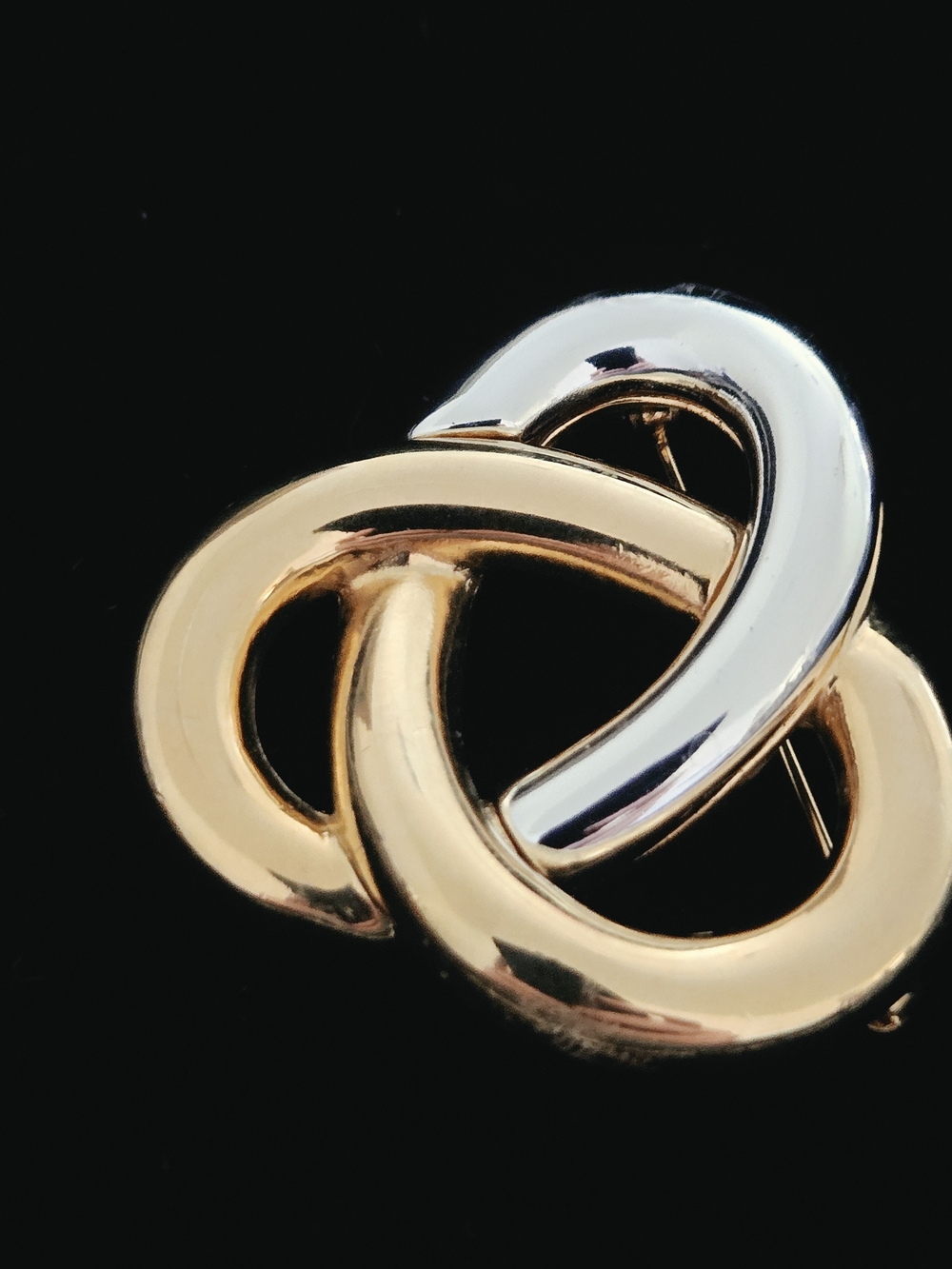 Two-Tone Gold & Silver Interlocking Knot Brooch - Women Jewelry